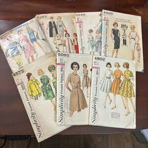 Lot of 7 Vintage Early 1960's Women's Simplicity Sewing Patterns Size 14